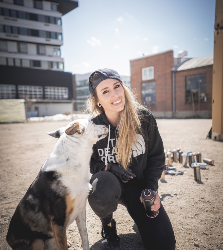 Woman with pet dog