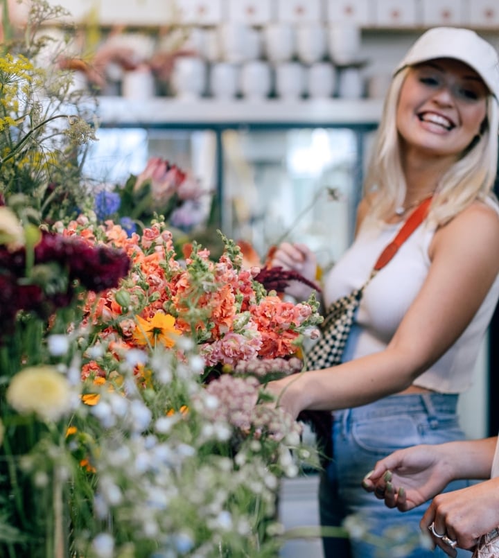 two women at a flower shop