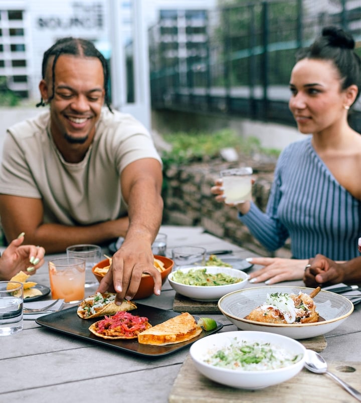 friends eating dinner