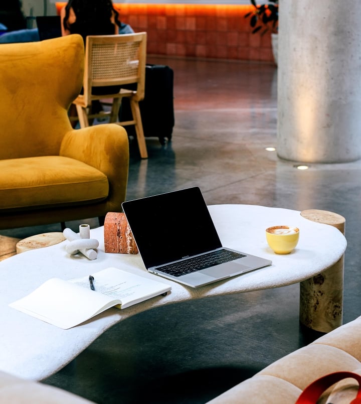 laptop on table