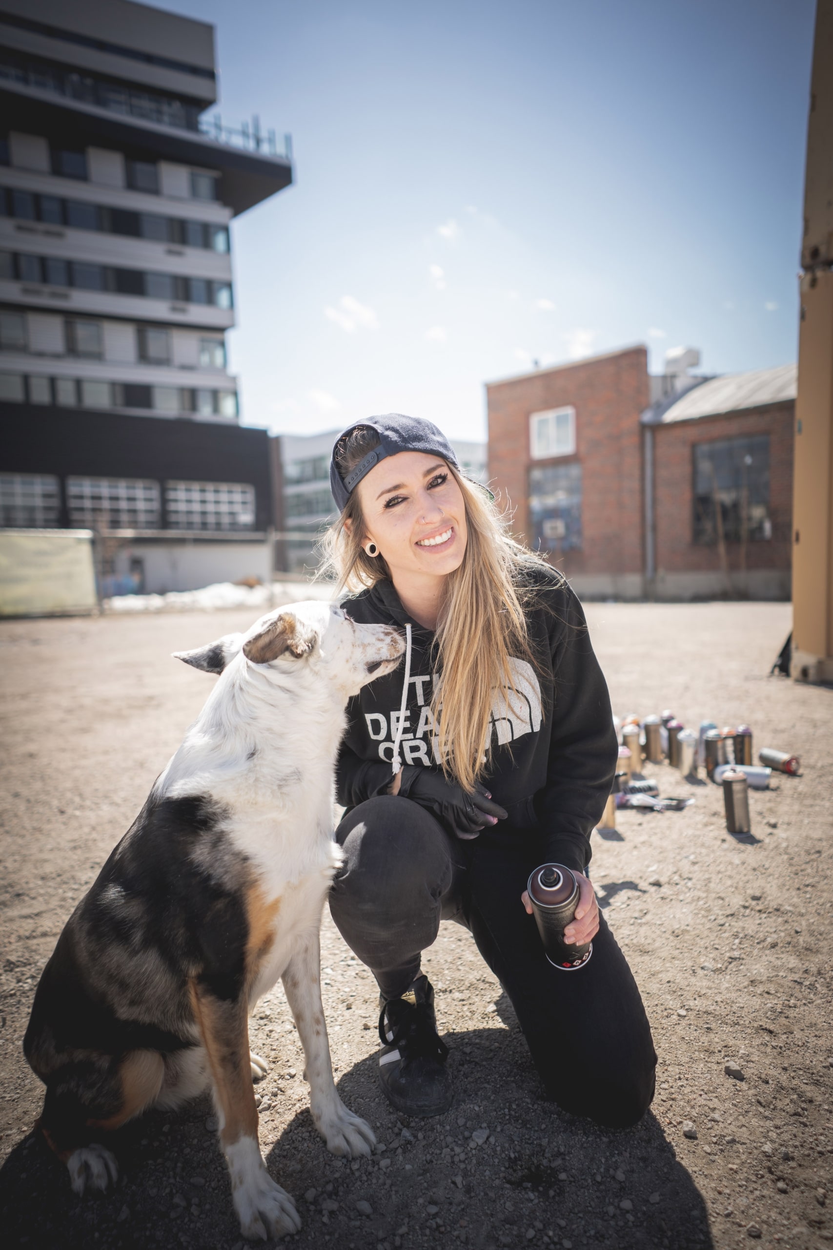 Woman with pet dog