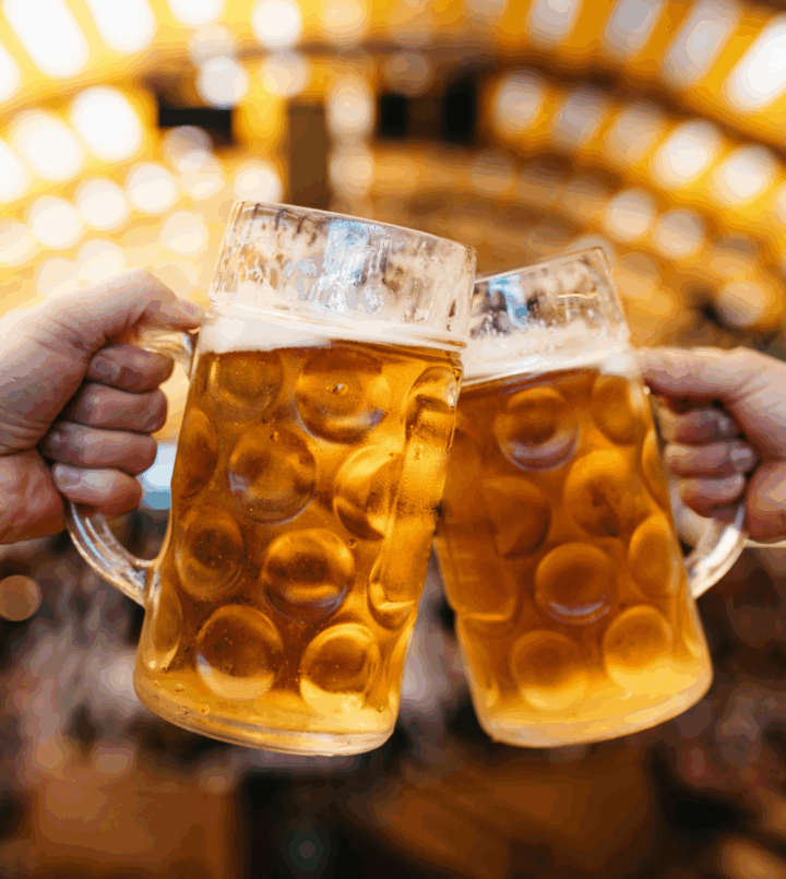 beer cheers between two people