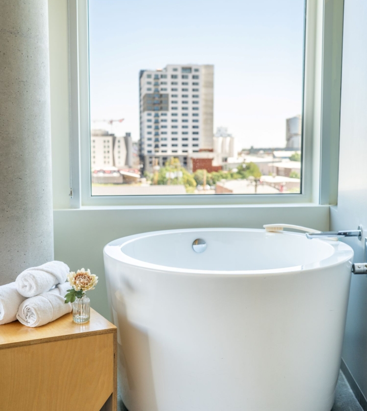 japanese soakingtub in hotel room in source hotel in denver colorado