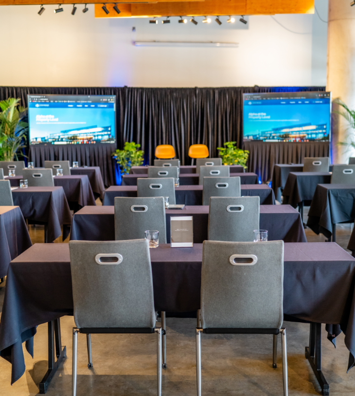banquet chairs set up classroom style at source hotel in rino neighborhood in denver colorado