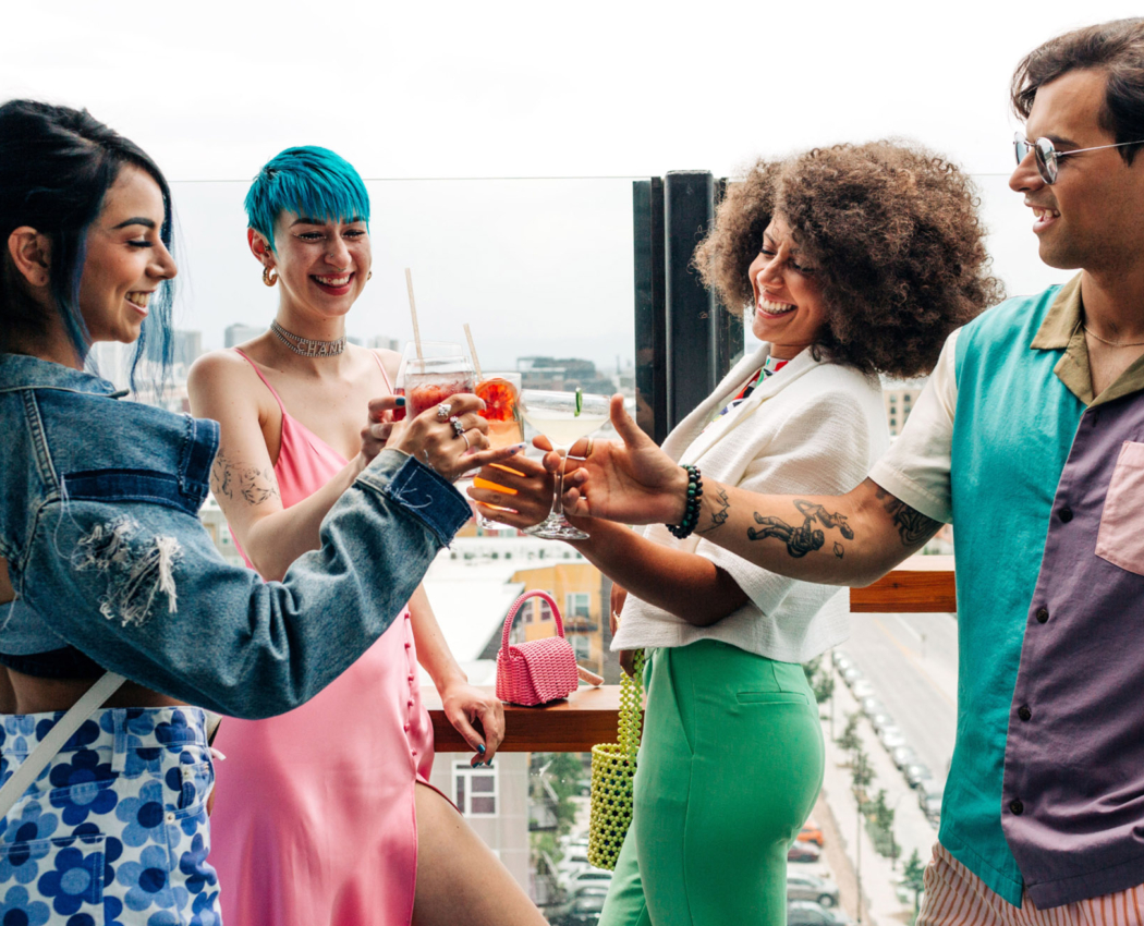 group of friends enjoying drinks together
