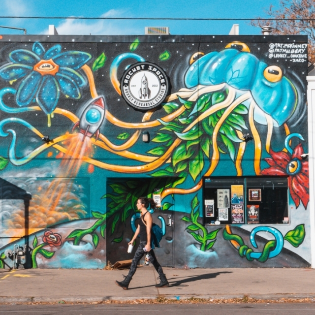 Wall of graffiti in RiNo