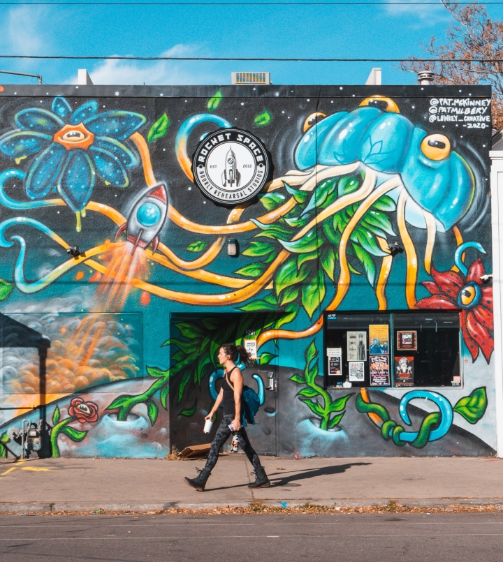 Wall of graffiti in RiNo